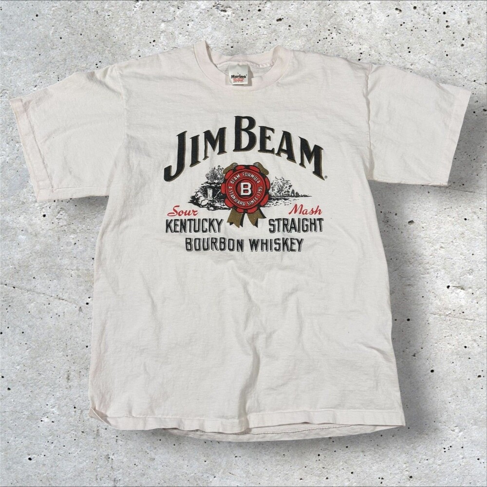 Vintage 90s Jim Beam Bourbon Whiskey Tee Large Murina Single Stitch Made In USA